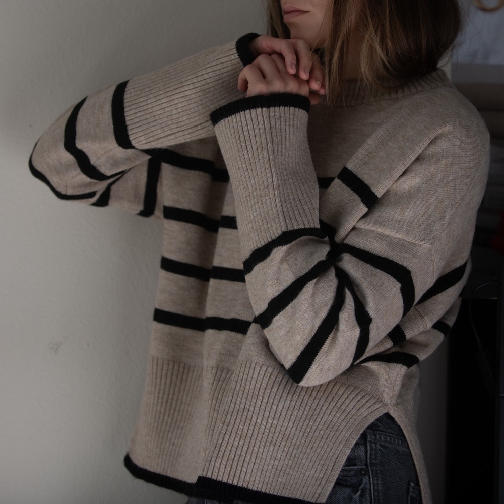 Bershka Striped Crewneck Ribbed Sweater